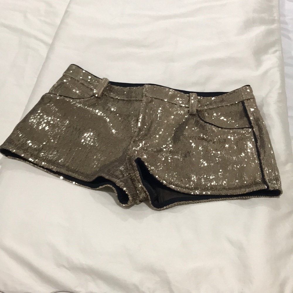 Juicy Couture gold sequin stretch shorts